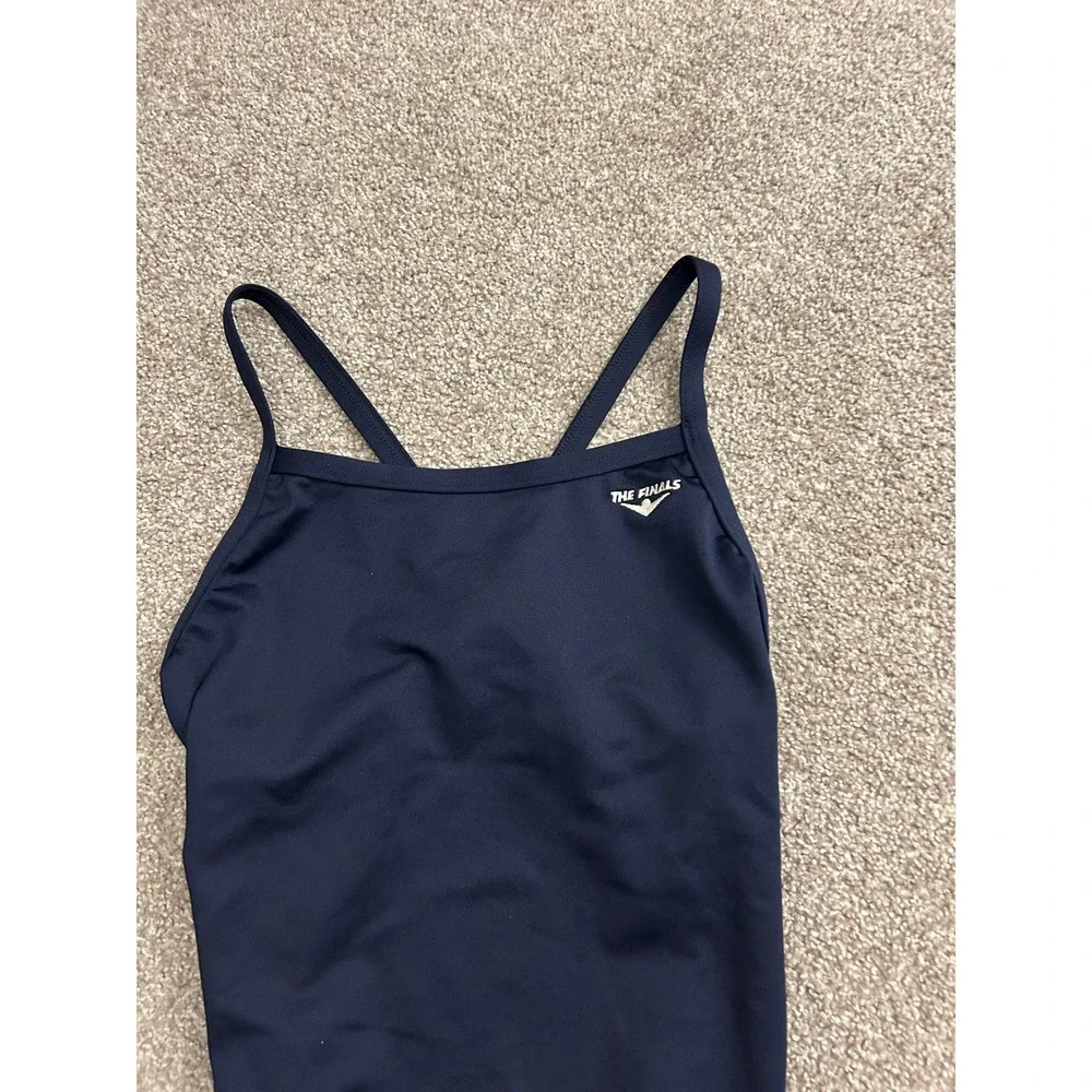 The Finals One Piece Swimsuit Womens 38L Navy Blue Excellent Racerback Athletic